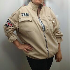 HELIUM Oversized Utility Jacket with Patches. Plus Size 2X